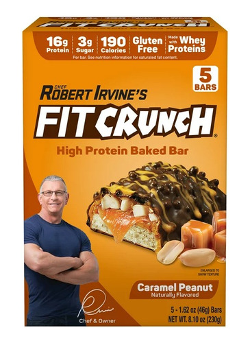 Fitcrunch Caramel Peanut 5 Bars 230g Robert Irvine's