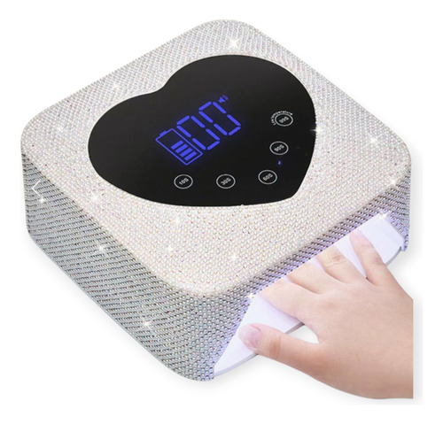 Cabina De Cristales Uv/led Inalambrica Para Manicura 30 Led Plateado