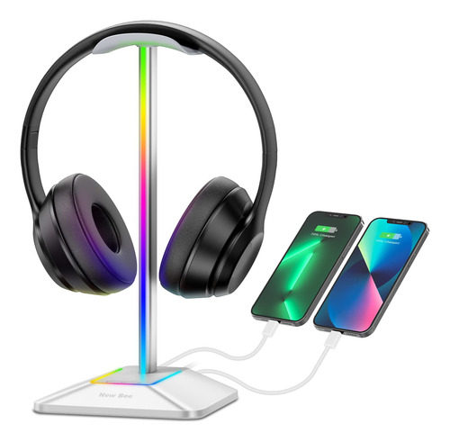 Soporte Plata Para Auriculares Rgb 1 Puerto De Carga Usb C