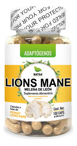 Melena De León Lions Mane 100 Cápsulas, Adaptogeno Premium