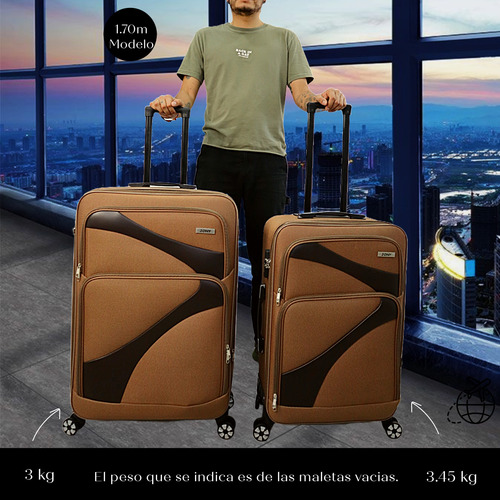 Juego 2 Maletas De Viaje Tela 24 Y 28 Pulgadas 20 Y 25 Kg Caqui 3002