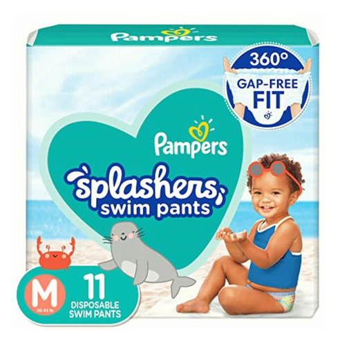 Pampers Splashers Pañales Talla M, 11 Piezas, Para Bebés