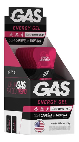 Gas Energy Gel Repositor Energético 10 Sachês Bodyaction Sabor Morango