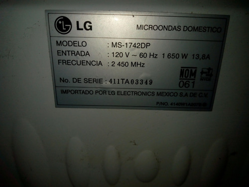 Horno De Microondas Por Refacciones (Usado)