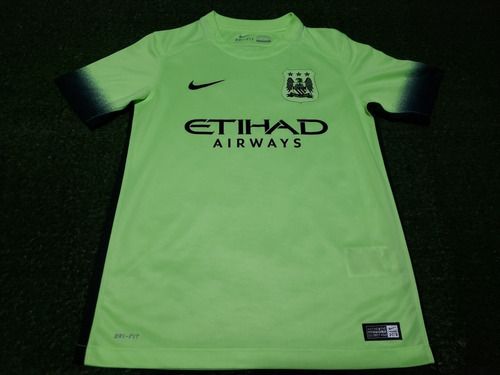 Camisa Manchester City Third 2015/2016 Verde Limão Juvenil