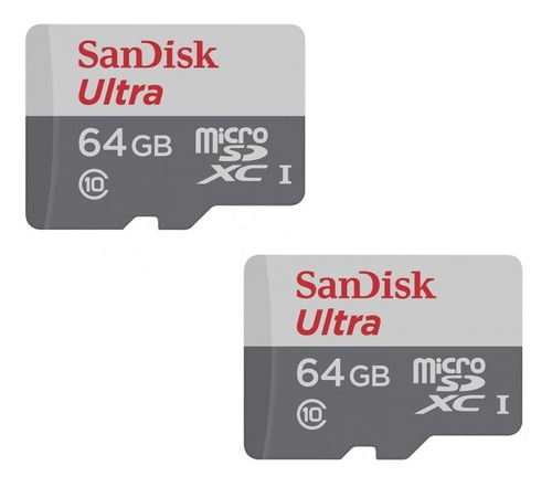 Pack X2 Tarjeta Memoria 64gb Sandisk Micro Sd Clase 10