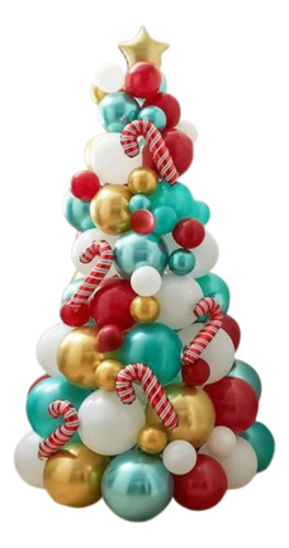 Decoración Con Globos Arbol De Navidad Christmas Tree 114 Pz