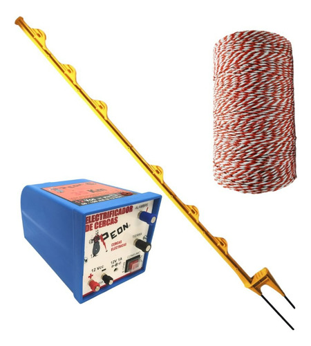 Kit Boyero A Batería Para Ovejas 75 Metros Peón Con Varillas
