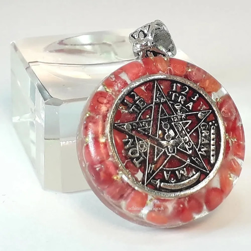 Imagen 2 de 6 de Jaspe Rojo - Orgón - Colgante - Tetragramaton - Original