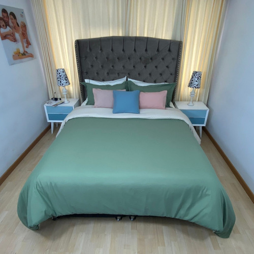 Forro Duvet Sencillo Doble Faz Karytex Verde - Beige