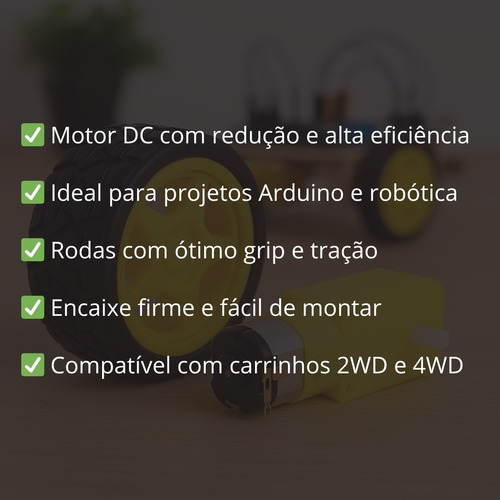 (20) Roda + Pneu + Motor Dc 3 A 6v Reducao Robotica Arduino