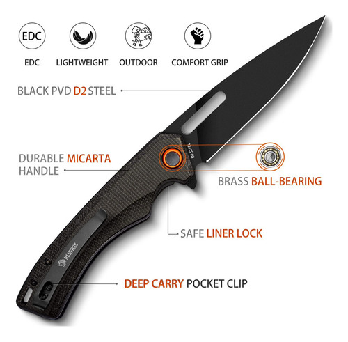 Nedfoss Black Mamba Cuchillo De Bolsillo Para Hombres, Cuchi