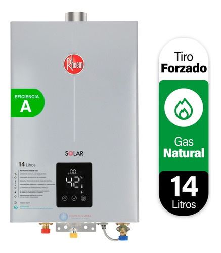 Calefont 14l Modulante Digital Rheem Tiro Forzado G Natural Color Gris Tipo De Gas Gn