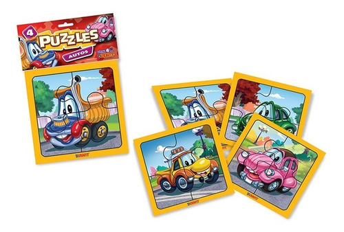 Puzzles Infantil Autos  X 4 Piezas Duravit