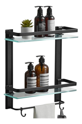 Besy Heavy Duty Lavatory Glass Bathroom Shelf, 2 Tier Tempe.