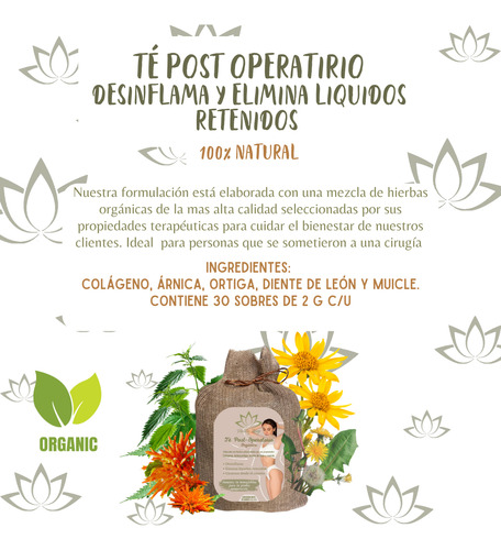 Té Orgánico Post-operatorio Cirugia Con Colageno Desinflama