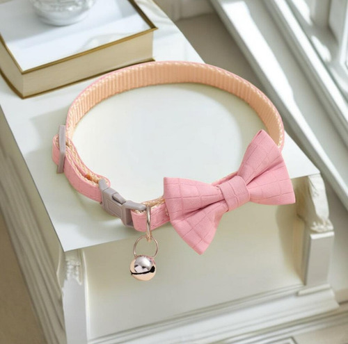 Collar Con Moño Para Gato O Perro. Elegi Color. Color Rosa Mono Tamaño Del Collar Único
