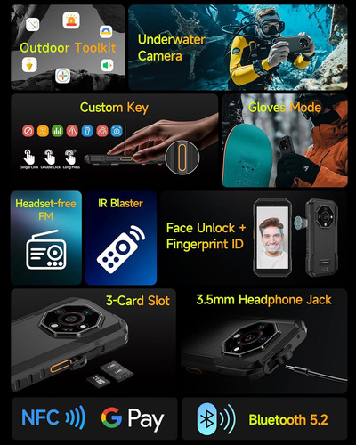 Celular Ulefone Armor X32 Teléfono Robusto Dual Sim 128 GB ROM 12 Gb Ram 5500 mAh Battery 20mp Cámara De Visión Nocturna NFC Android 14