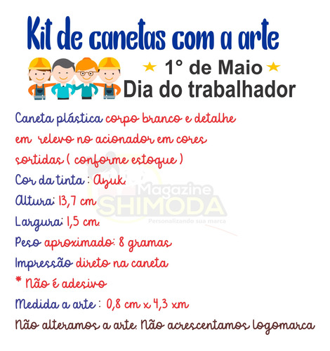 15 Lembrancinhas Brindes Canetas Dia Do Trabalho