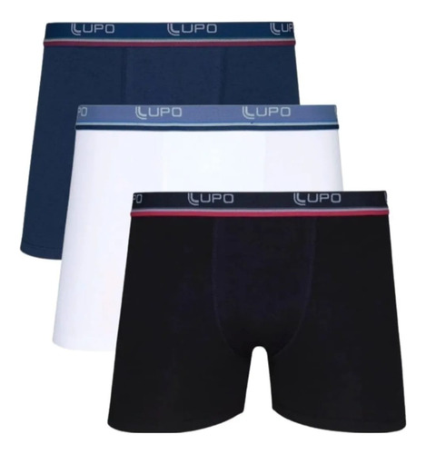 Kit 3 Cuecas Boxer Lupo Original 100% Algodão Box Masculina