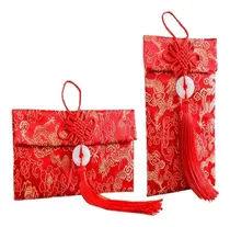 Comprar 2 Pcs Elemento Chino Sobres Rojos De Seda Bolsas De Dinero R
