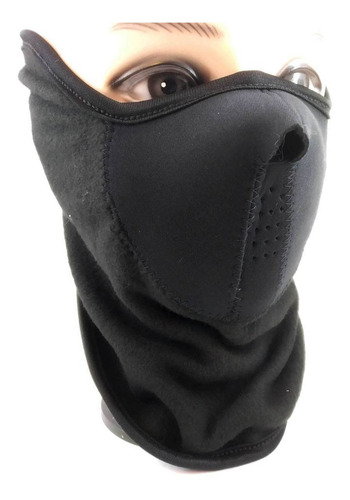 Cuello Barbijo Micro Polar Neoprene Sky Moto Belcro Negro