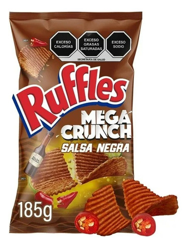 4 Pzas Papas Fritas Sabritas Ruffles Mega Crunch Salsa Negra