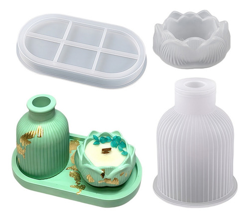 Molde De Vaso Para Ornamento De Resina De Silicone De 3 Peça