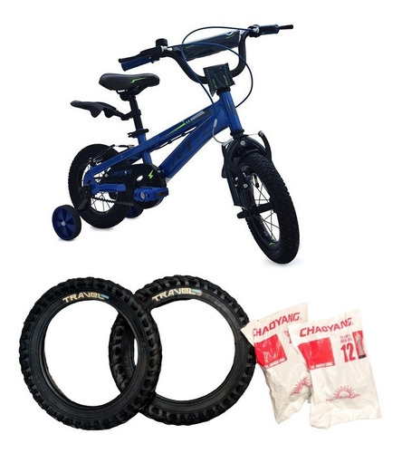 Combo Kit De 2 Caucho + 2 Tripas De Bicicleta Rin 12 X 2.125