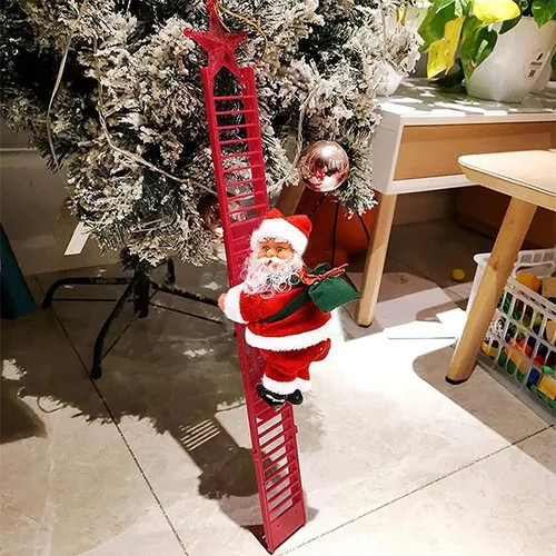 * Muñeco De Papá Noel Con Música, Escalera Para Subir,