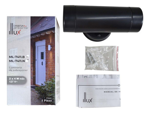 Lámpara De Sobreponer En Muro Uso Exterior Illux Ml-7411