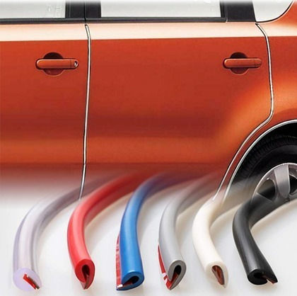 Imagen 2 de 8 de Guarda Protectora Puertas Auto Goma Flexible Negro .x1m T408