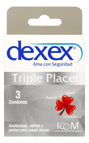 Condones Trile Placer Dexex 3 Unidades