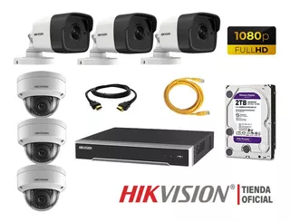 Camara Seguridad Ip Poe Full Hd Kit 6 Hikvision Disco 2tb Wd