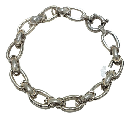 Pulsera De Plata 925 Con Eslabones Y Cierre Marinero 18.5 Cm