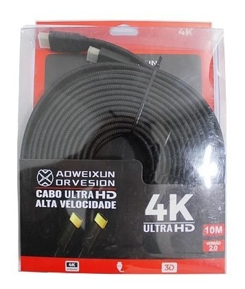 Imagen 3 de 7 de Cable 10 Mts Hdmi 4k Alta Velocidad Conector Bañado En Oro