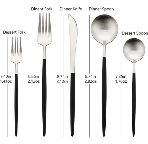Uniturcky Flatware Set 18/10 Acero Inoxidable Mate Plata - U
