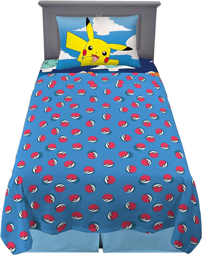 Pokemon Anime Kids Bedding - Juego De Sábanas De Microfibra 