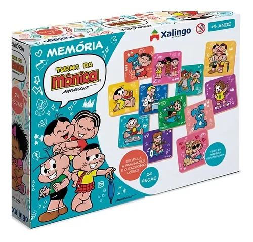 Jogo Da Memória Turma Da Monica 24 Peças Infantil Xalingo