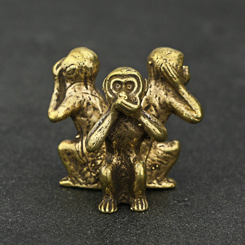 Estatuilla De Mono Estatua De Latón Adorno Hecho A Mano Oro