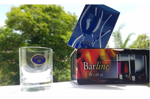 Juego De 6 Vasos De Cristal Bohemia Barline 60ml Licor