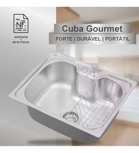 Cuba De Cozinha Em Aço Inox Gourmet Profunda E Resistente Ideal Para Bancadas Modernas Instalação Embutida Ou Sobrepor Design Sofisticado Com Alta Durabilidade E Fácil Manutenção Via Flix FC-73