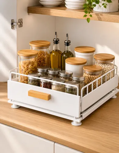 Organizador Deslizante Armário Cozinha Resistente Prático