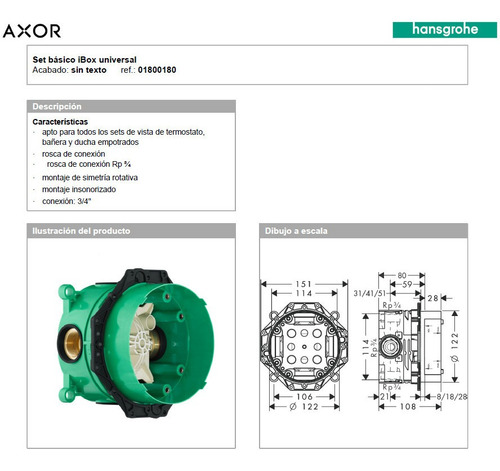 Hansgrohe Set Básico Ibox Universal 01800180