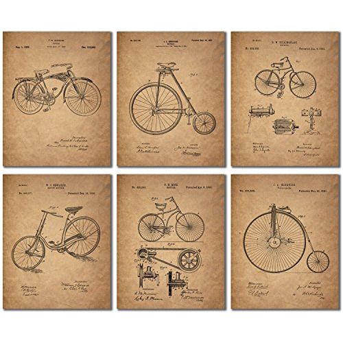 Impresiones De Patentes De Bicicletas - Conjunto De 6 F...