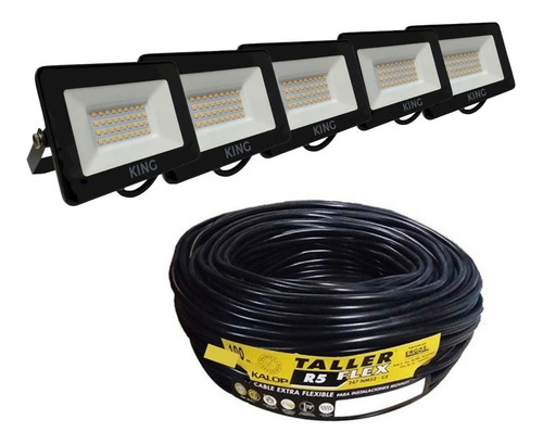 Reflector Proyector Led 30w Pack X5 + 15mts Cable Taller