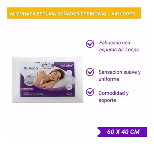Almohada Soñador De Espuma Air Loop 60x40 Springwall Blanco