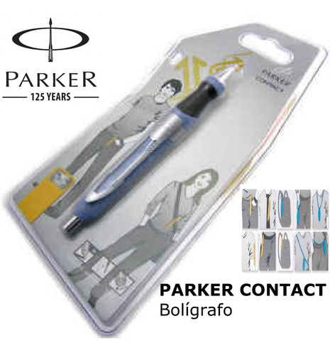 Boligrafo Parker Contac En Azul Cromo / Gris Cromo