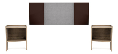 Cabecera Uchi Empotrable King Size - Cabecera + 2 Buros Color Gris oscuro