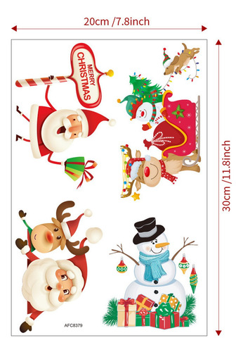Pegatinas Navideñas De Papá Noel De Pvc Esmerilado Con Forma